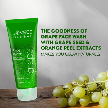 Jovees Herbal Grape Face Wash With Grape Seed & Orange Peel Extracts | For Brighter & Glowing Skin | Reduces Uneven Skin Tone & Fine Lines | For All Skin Types 120 ML